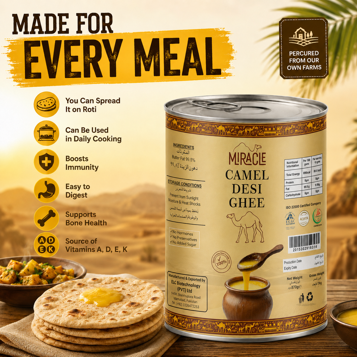 Miracle Camel Milk Desi Ghee 870G