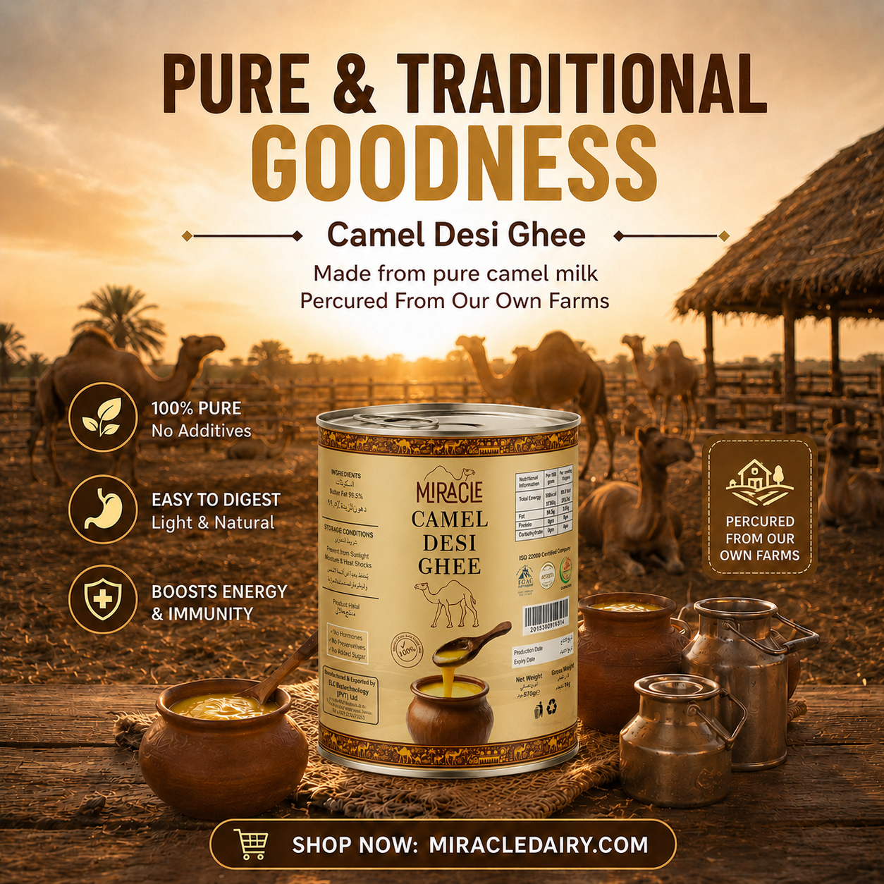 Miracle Camel Milk Desi Ghee 870G
