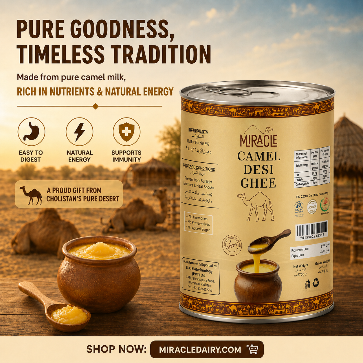 Miracle Camel Milk Desi Ghee 870G